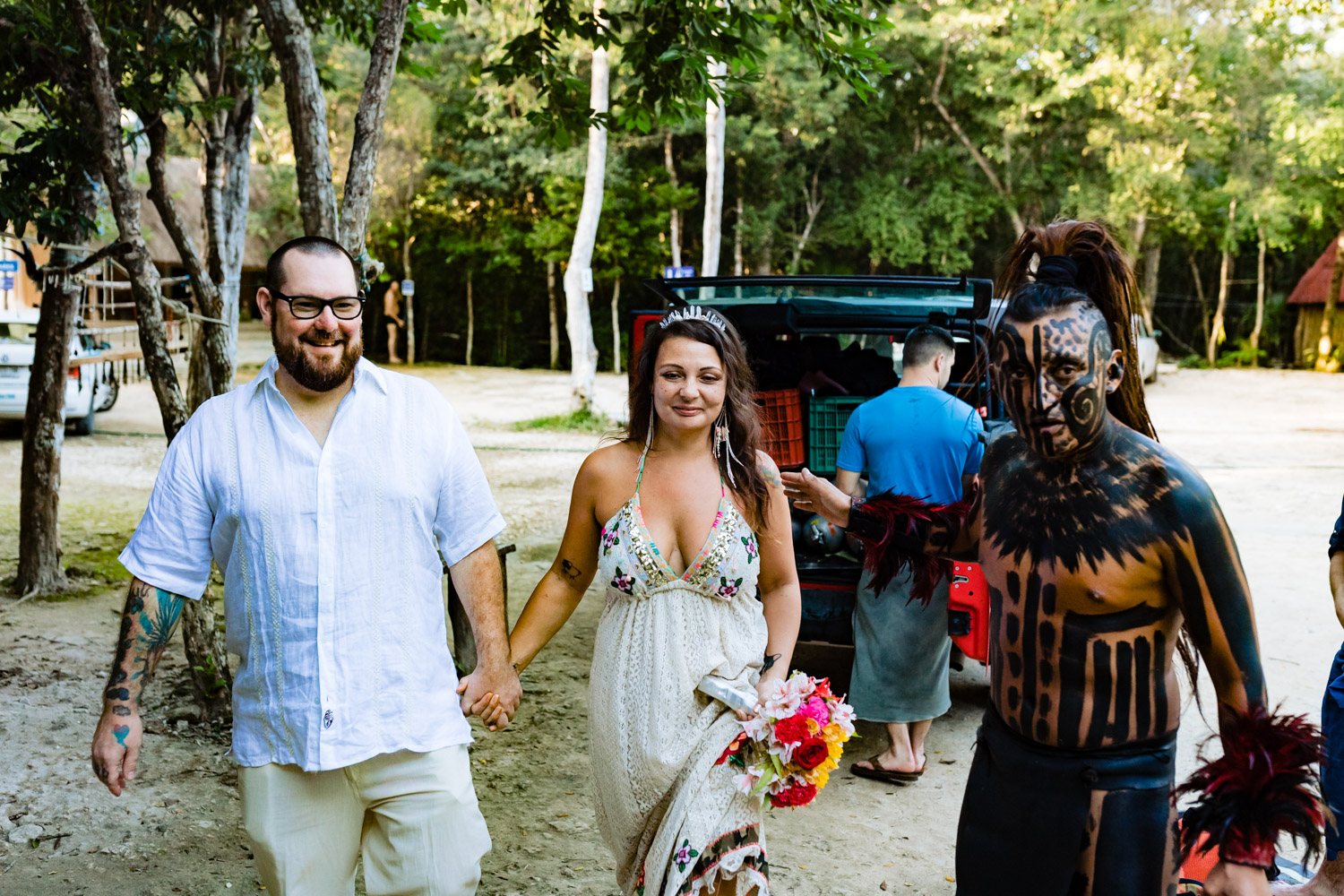 Mayan Warrior leading to the wedding