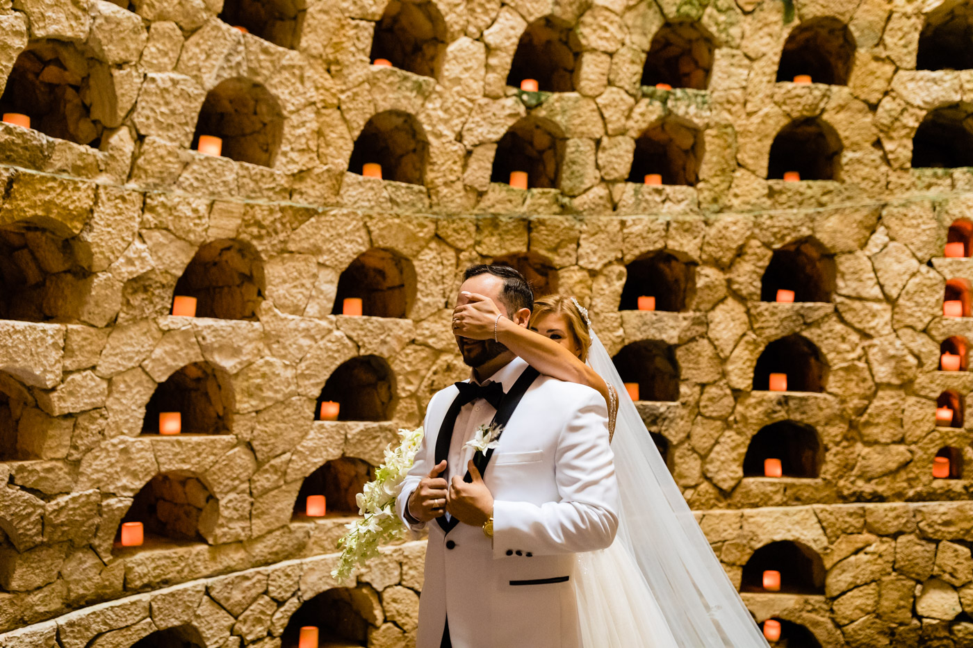 First look  wedding style at Xcaret