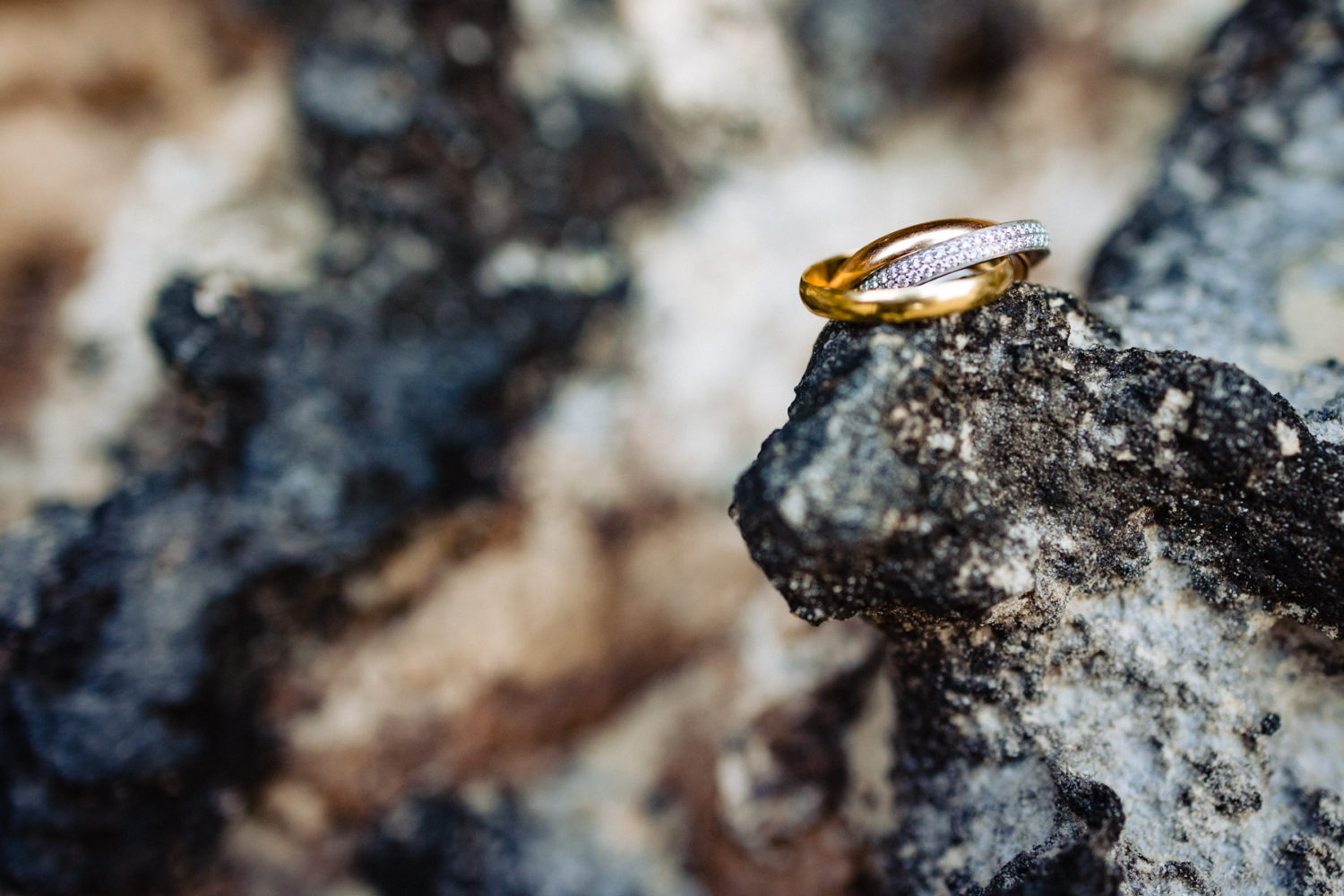 Engagement ring on rocks at Isla Mujeres 