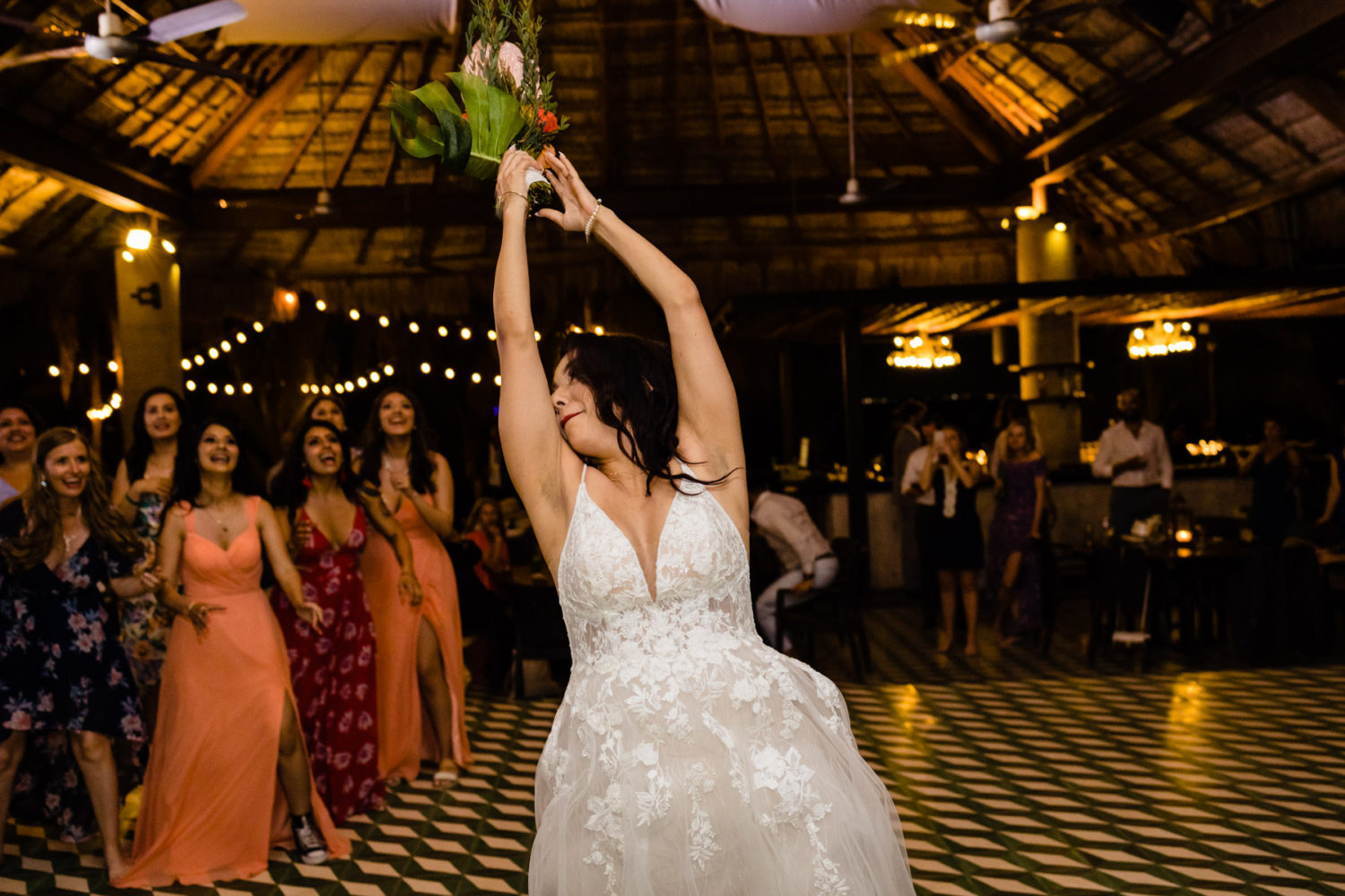 Bride having fun in dance floor 