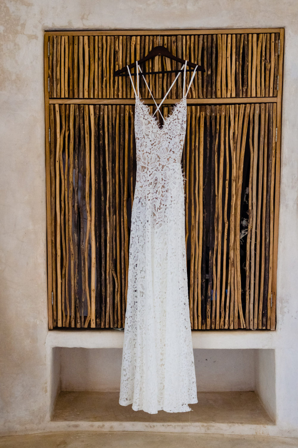 Wedding dress hanging Tulum