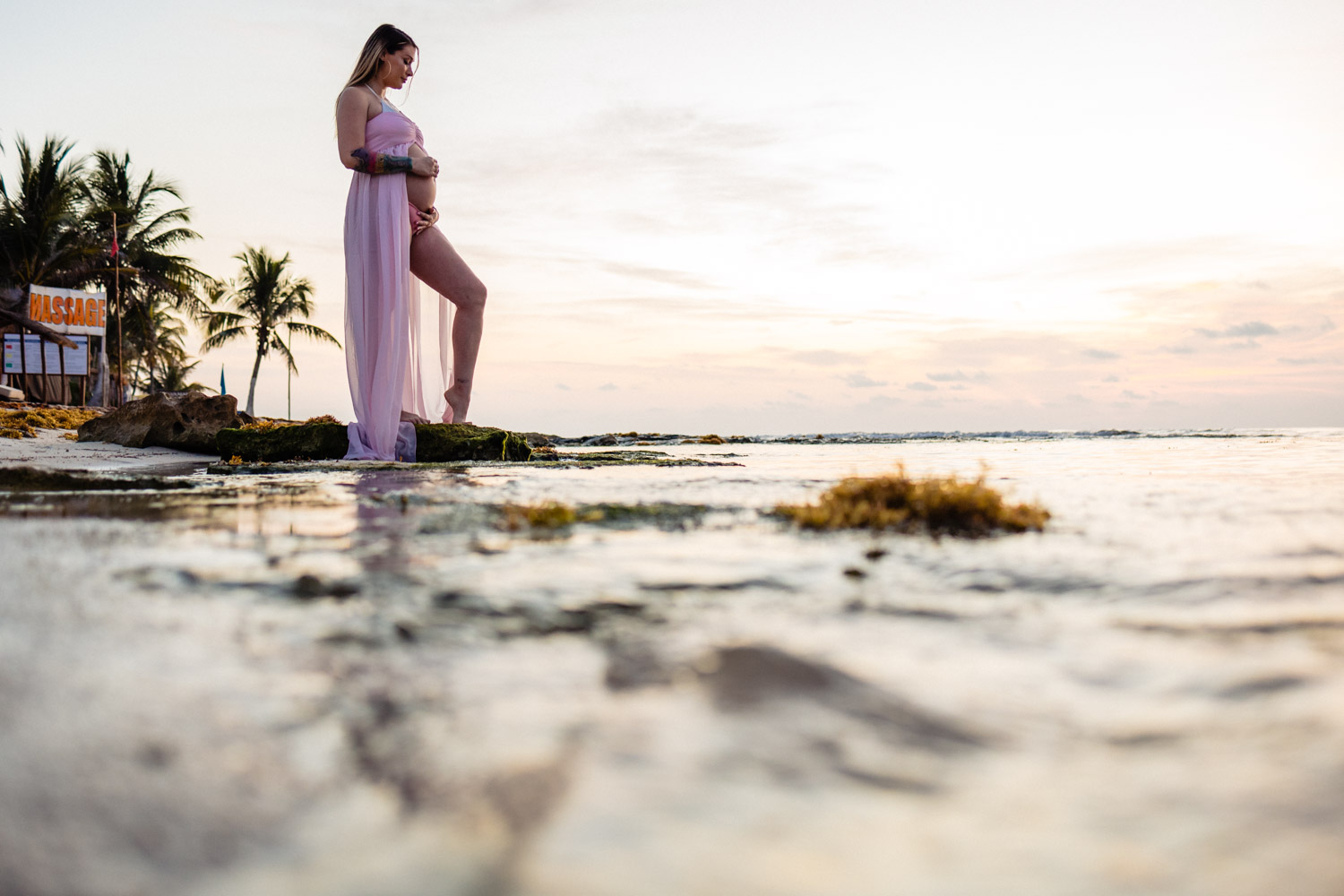Riviera Maya Sunrise Maternity Photoshoot