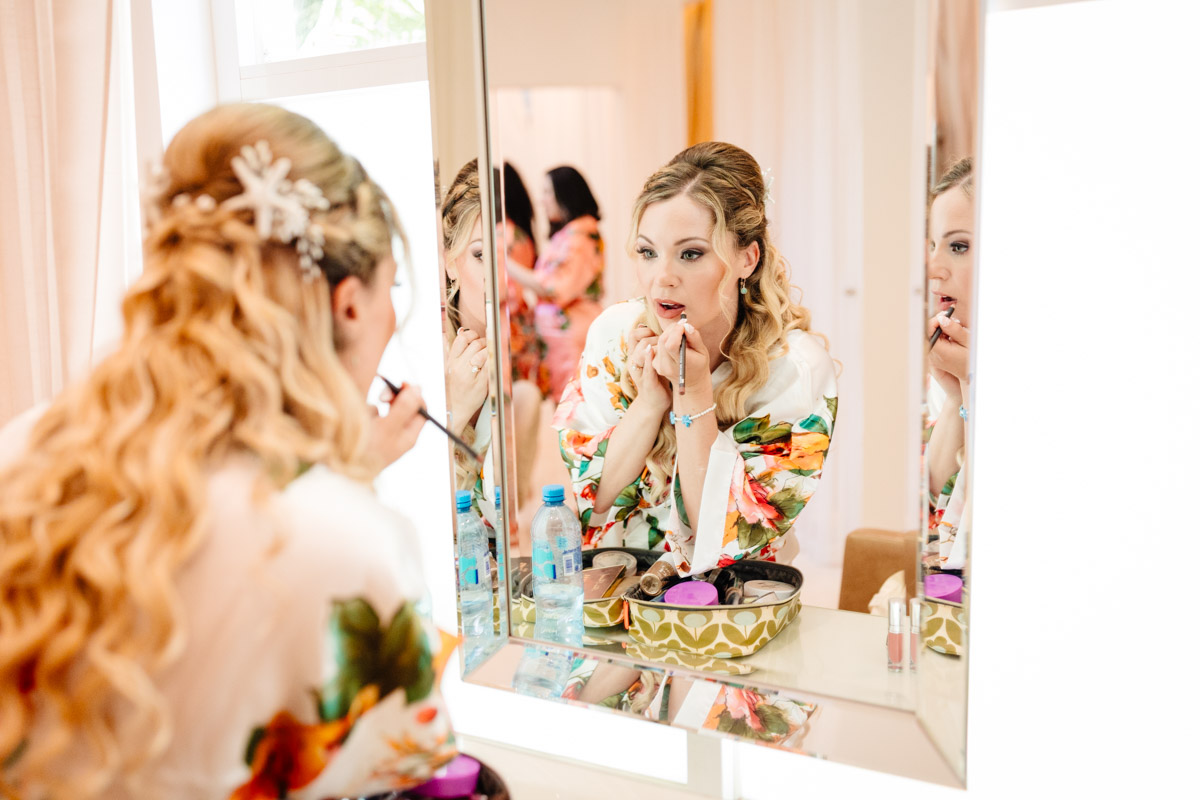 Bride getting ready in Dreams Tulum