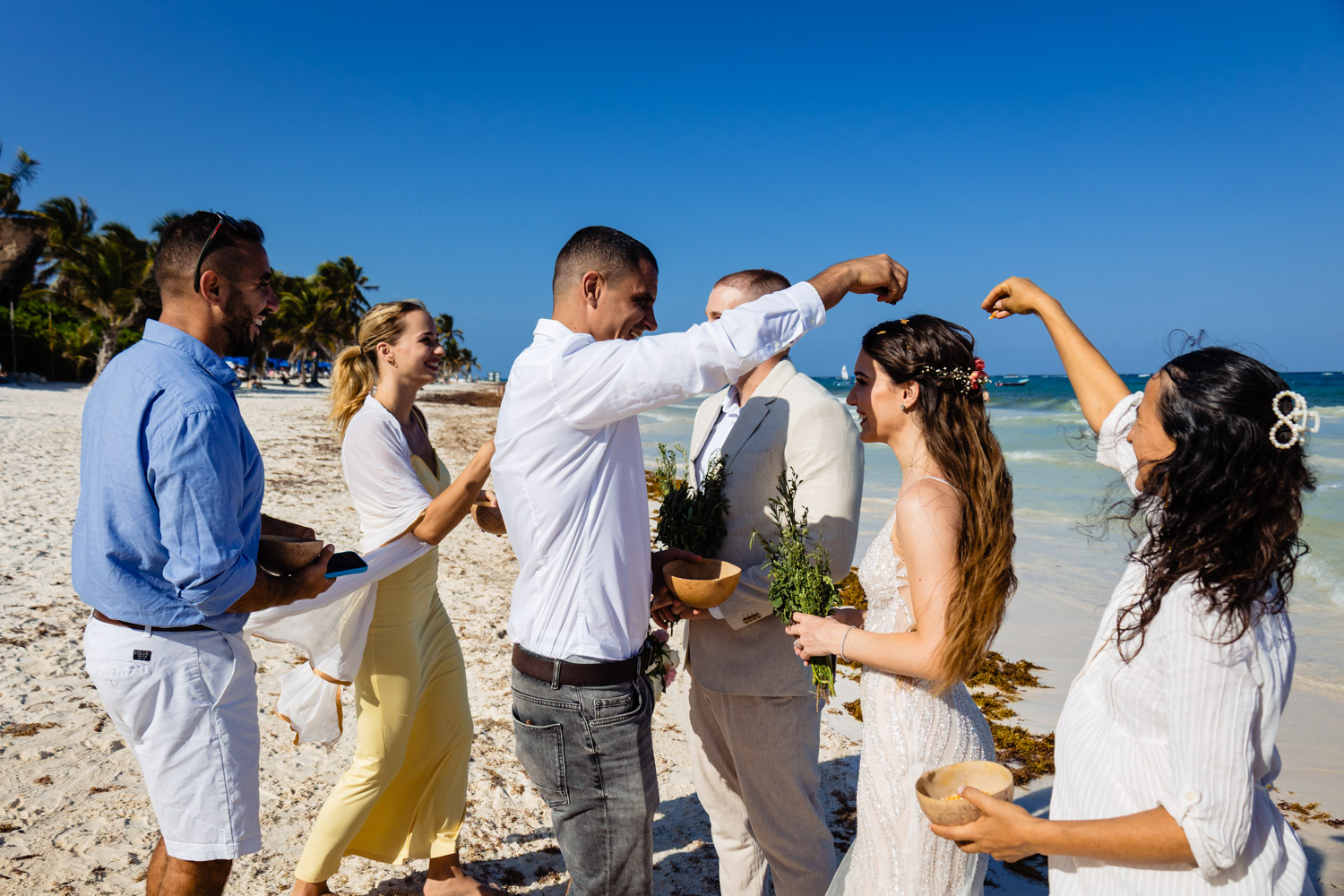 Intimate beach elopement photos Tulum