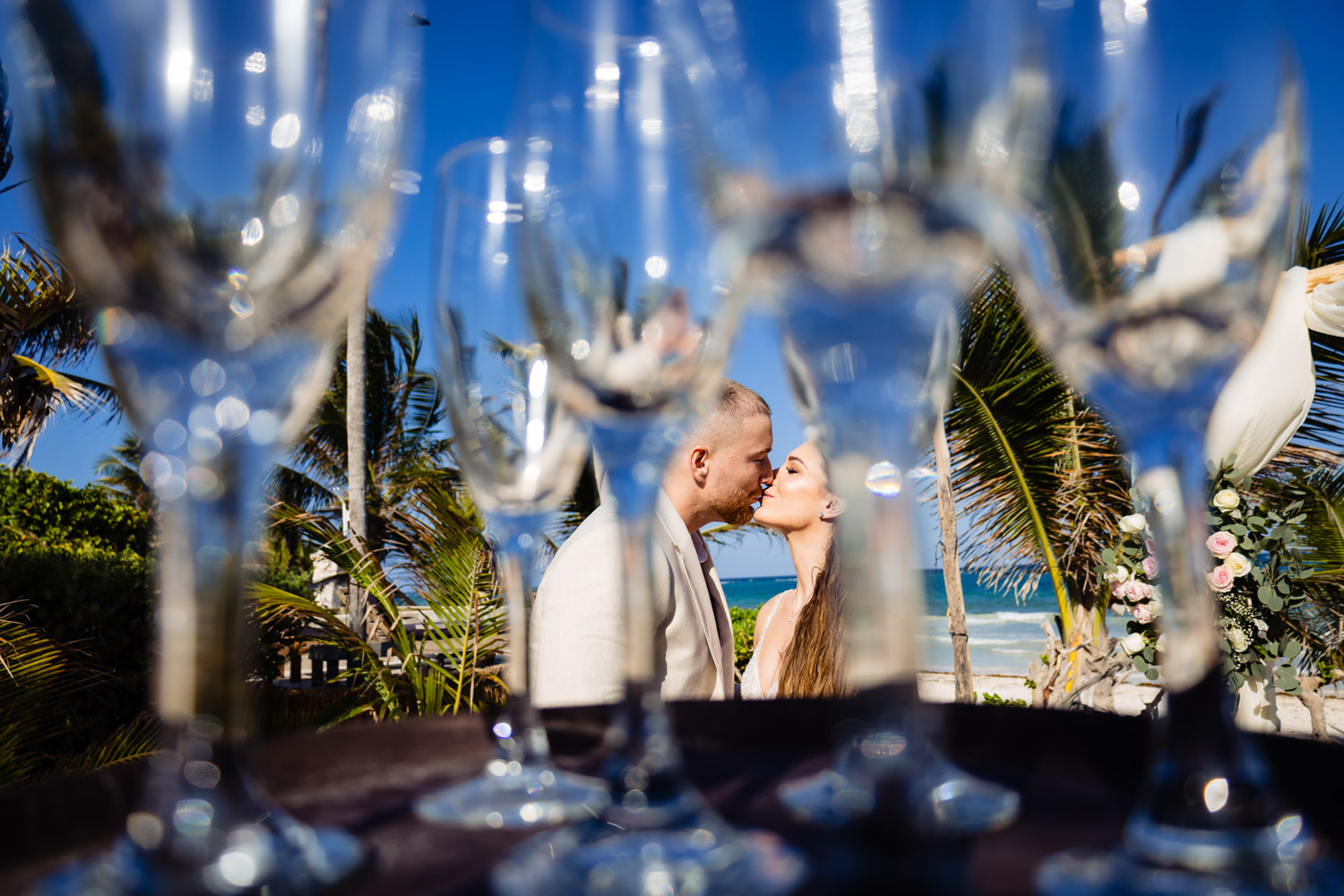Intimate beach elopement photos Tulum