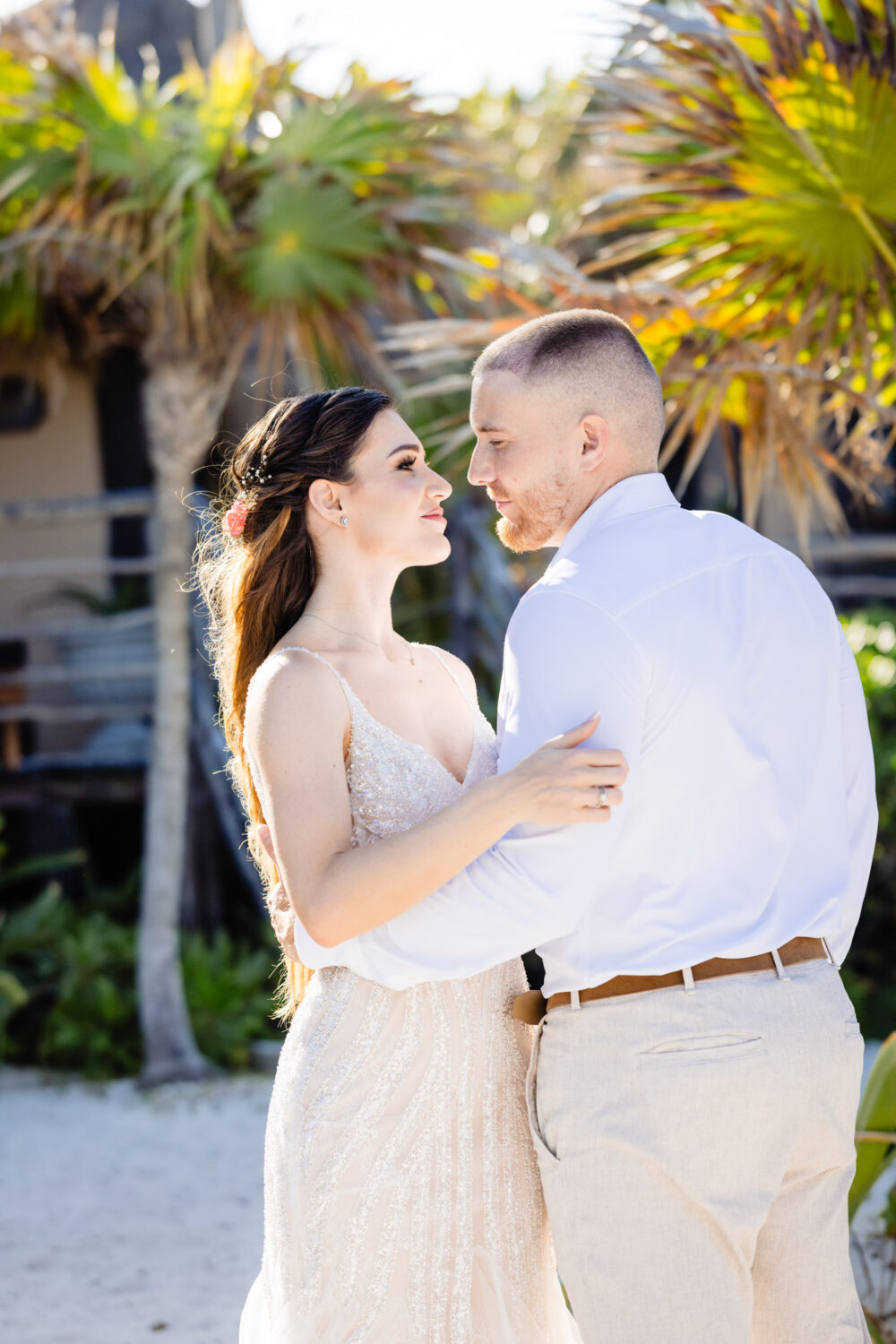 Intimate beach elopement photos Tulum