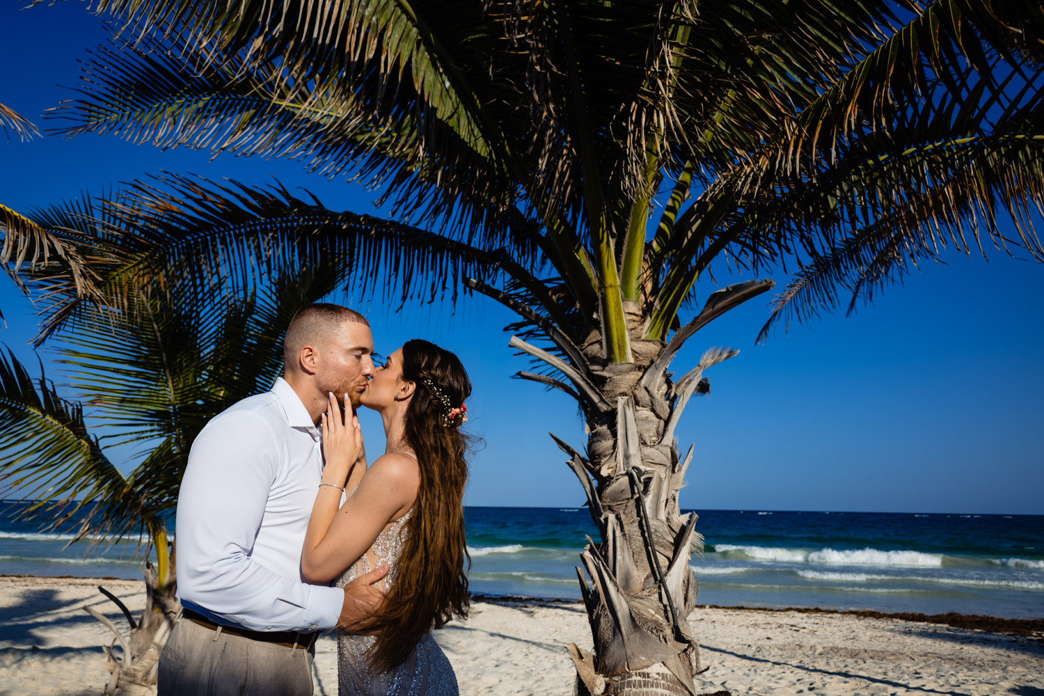 Intimate beach elopement photos Tulum