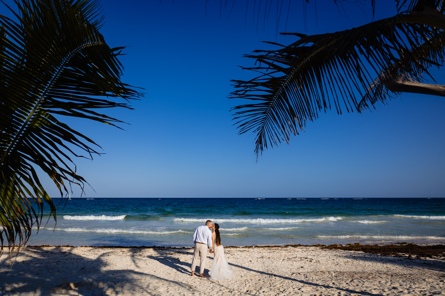 Intimate beach elopement photos Tulum