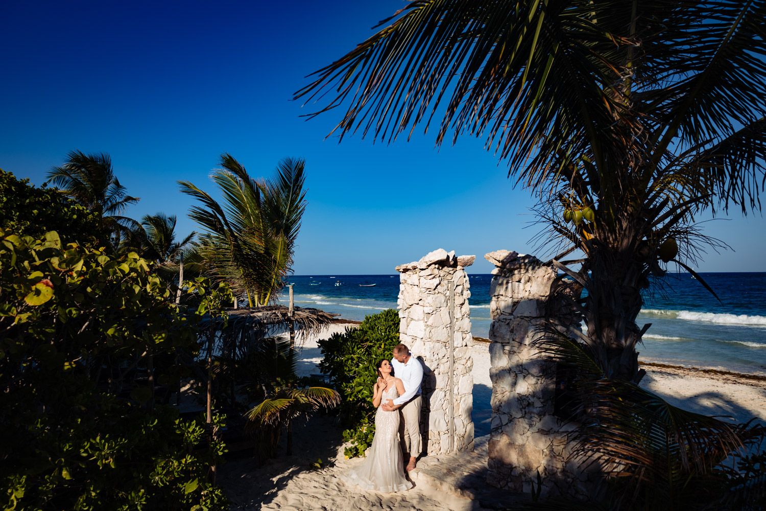 Intimate beach elopement photos Tulum
