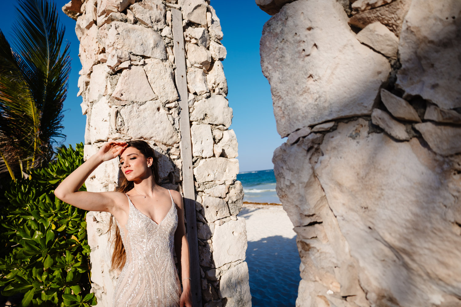 Intimate beach elopement photos Tulum