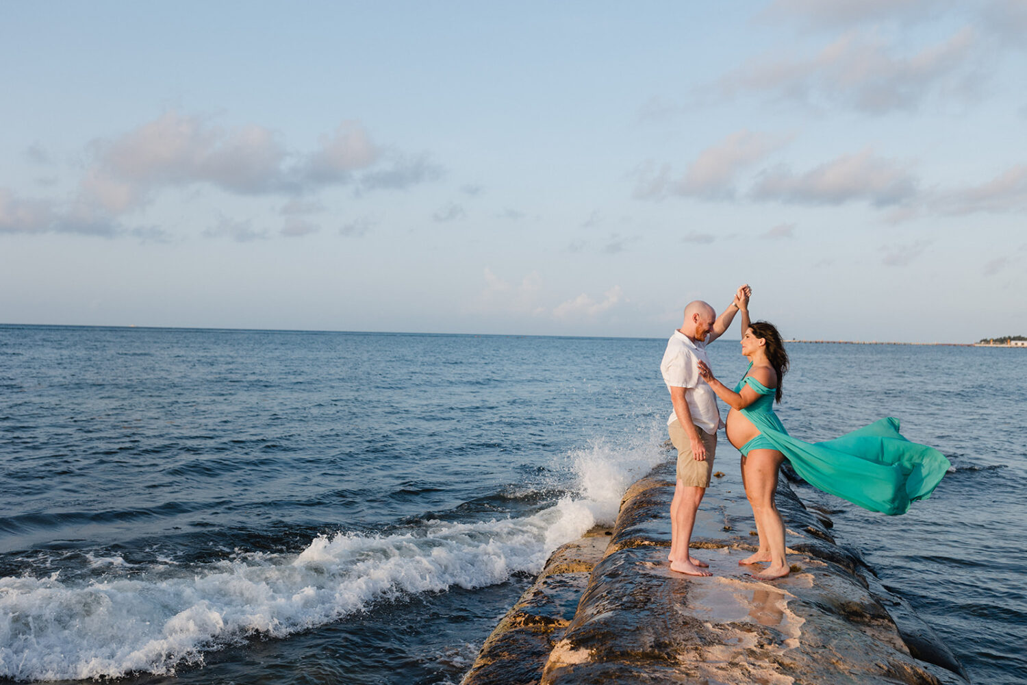 maternity photoshoot Playa del Carmen beach