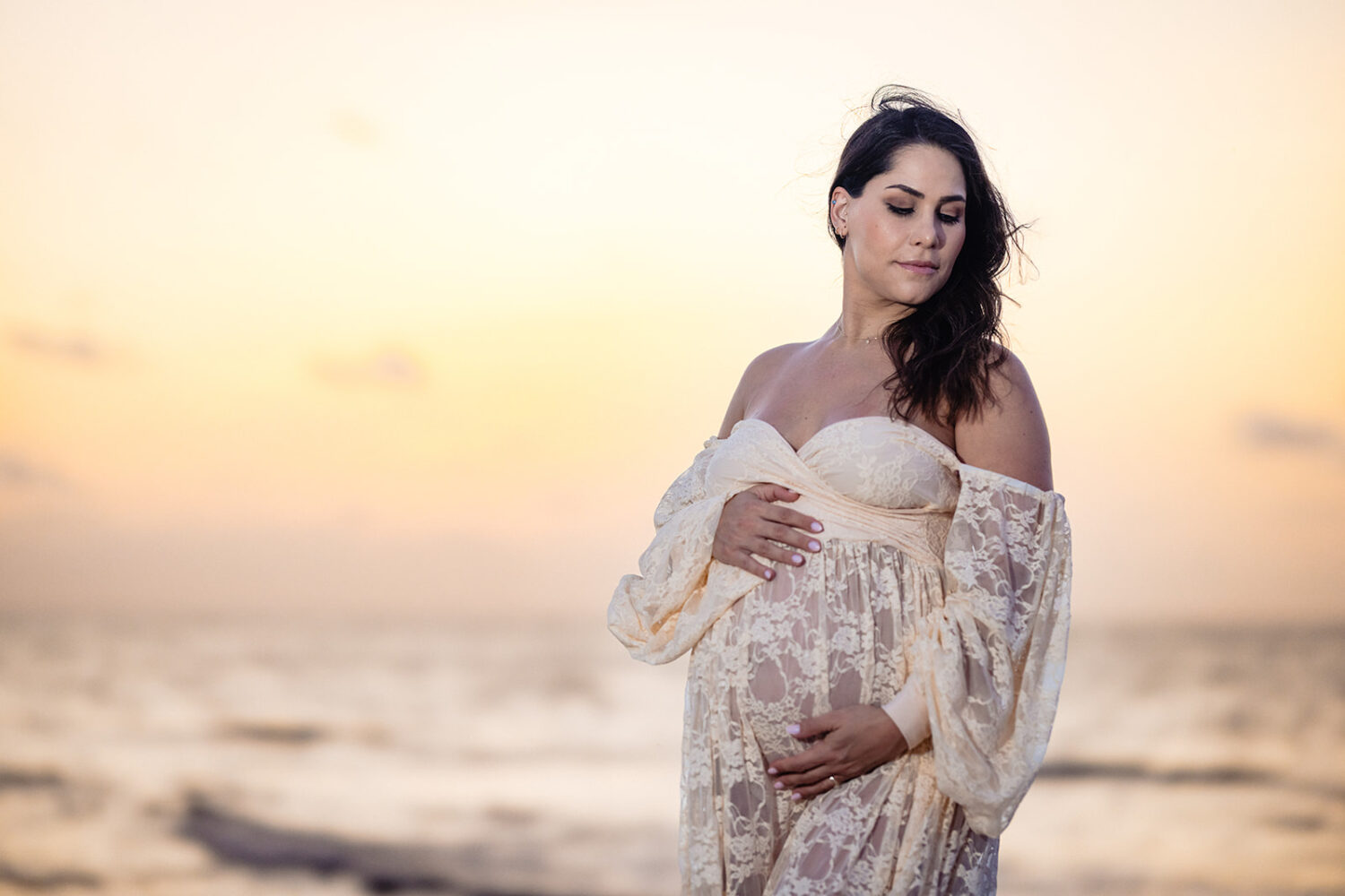 maternity photoshoot Playa del Carmen beach