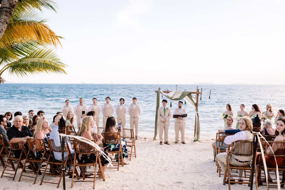 Isla Mujeres Mexico beach wedding ceremony emotional moment