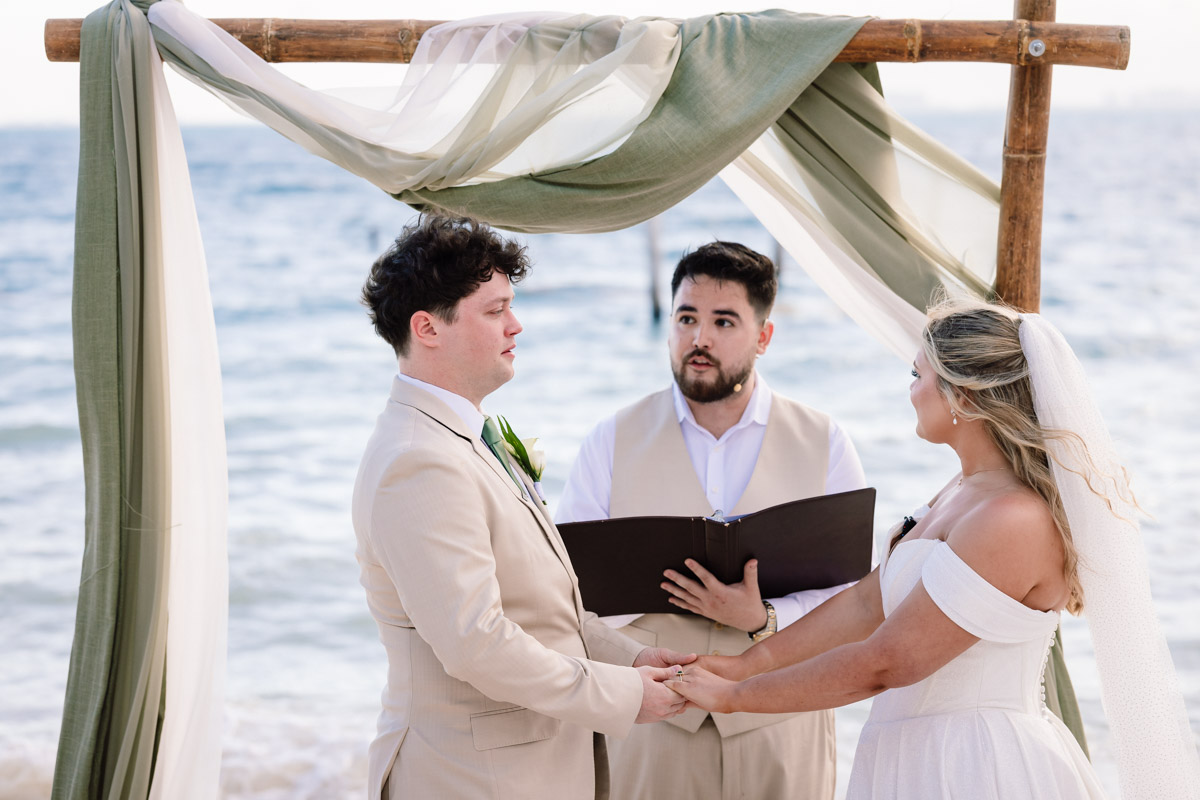 Isla Mujeres Mexico beach wedding ceremony emotional moment