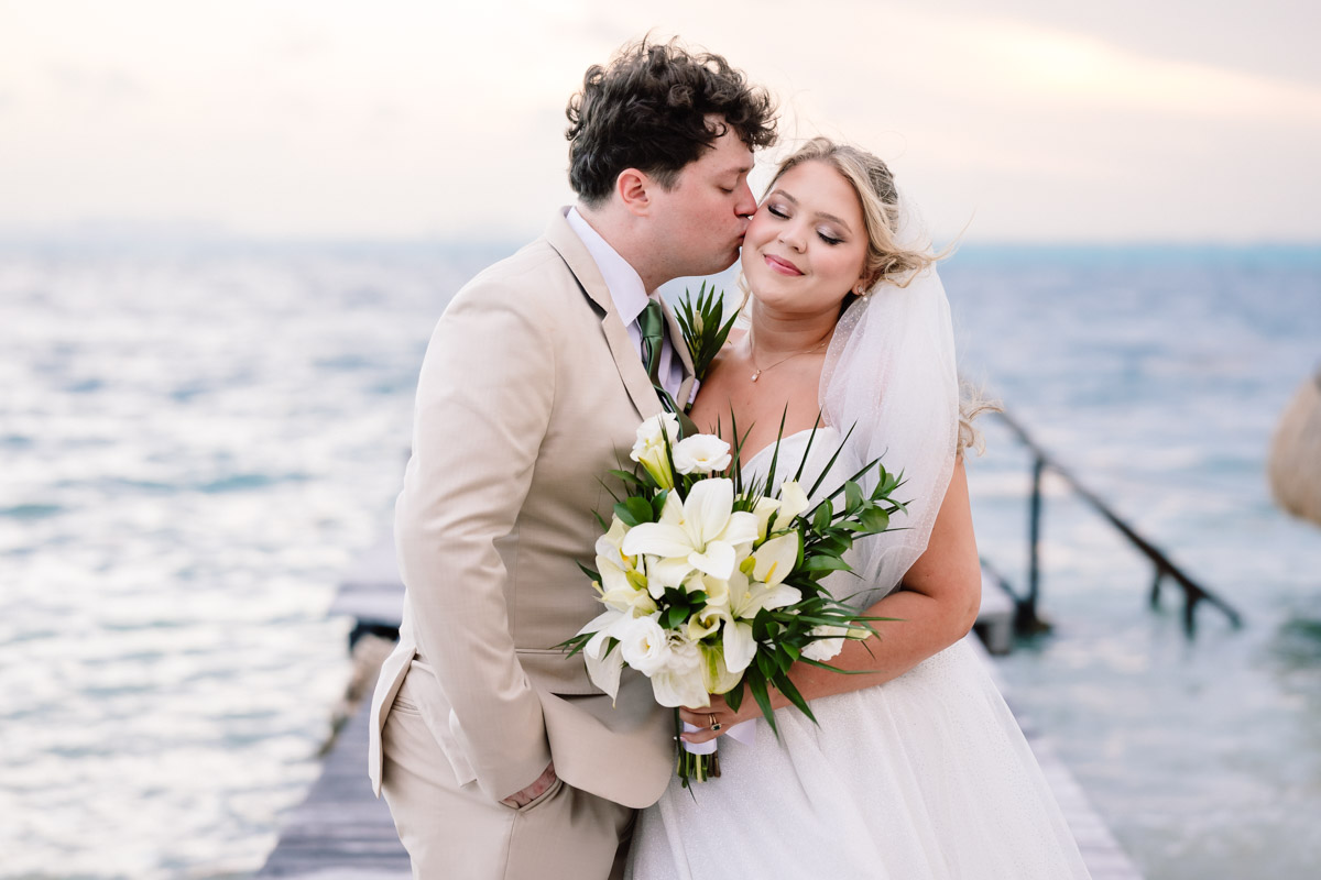 Nicole and Parker Isla Mujeres beach wedding sunset portraits