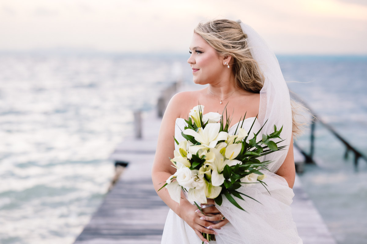 Nicole and Parker Isla Mujeres beach wedding sunset portraits