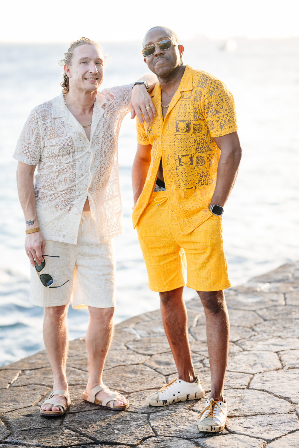 Stylish male couple photographed in Isla Mujeres, Mexico
