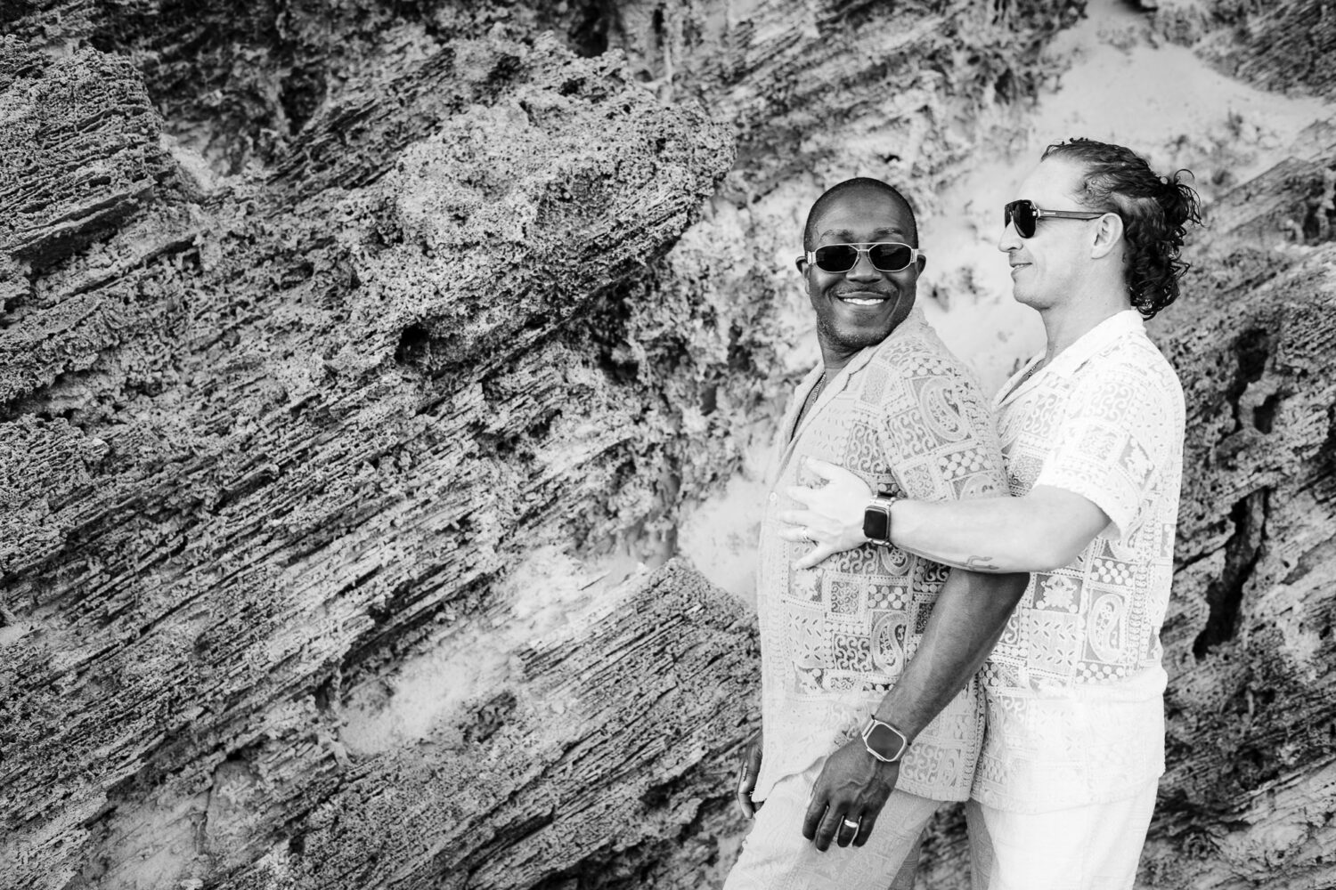 Stylish male couple photographed in Isla Mujeres, Mexico